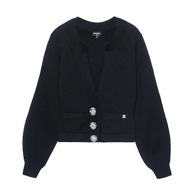 (Women) CHANEL SS22 Black Solid Color Single-Breasted Knit Cardigan P72975-K10512-94305