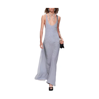 (Women) CHANEL SS22 Blue Backless Slim-Fit Slip Dress P72599-V64385-NH806
