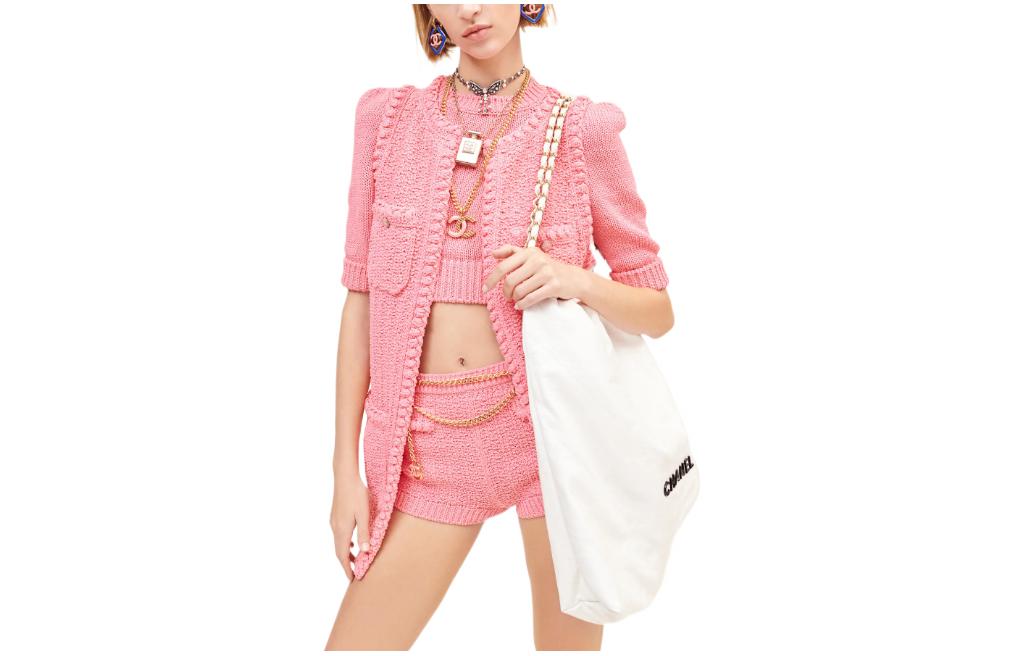 (Women) CHANEL SS22  Pink Pullover Sweater in Cotton and Blended Fibers. P72760-K10457-NI363