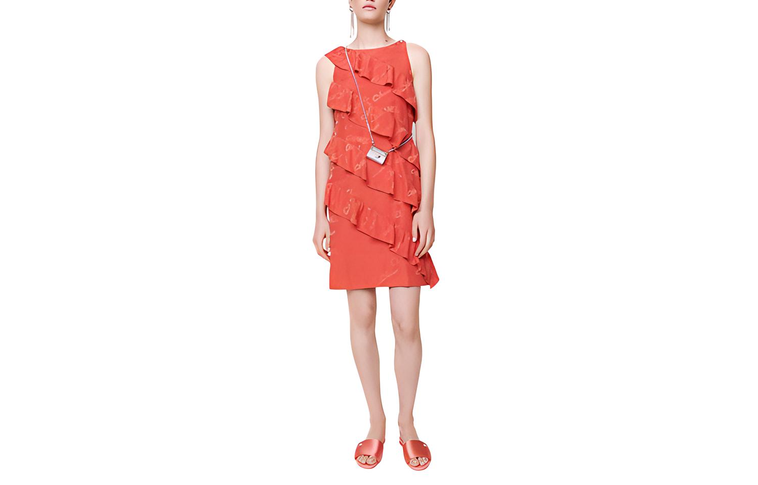 (Women) CHANEL SS22  Sleeveless Silk Jacquard Mini Dress Red. P72396-V63957-NG792