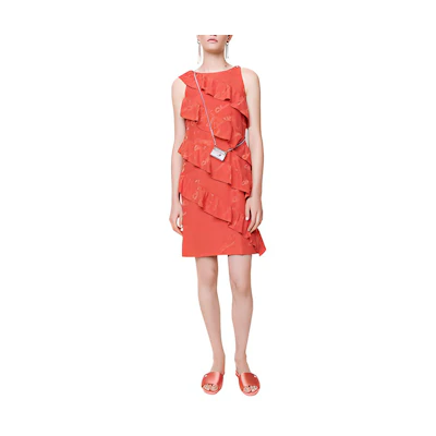 (Women) CHANEL SS22 Sleeveless Silk Jacquard Mini Dress Red. P72396-V63957-NG792