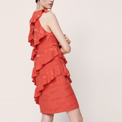 (Women) CHANEL SS22 Sleeveless Silk Jacquard Mini Dress Red. P72396-V63957-NG792 Lookbook (Women) CHANEL SS22 Sleeveless Silk Jacquard Mini Dress Red. P72396-V63957-NG792