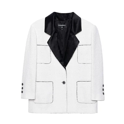 (Women) CHANEL SS22 White Cotton Silk Tweed Jacket P72420-V63388-NG158