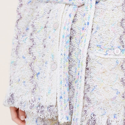 (W) 香奈儿2022春夏系列白色V领长袖针织开衫 P72288-K10385-NH063 Details for (W) 香奈儿2022春夏系列白色V领长袖针织开衫 P72288-K10385-NH063