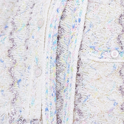 (W) 香奈儿2022春夏系列白色V领长袖针织开衫 P72288-K10385-NH063 Sizing (W) 香奈儿2022春夏系列白色V领长袖针织开衫 P72288-K10385-NH063