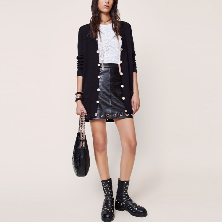 Lookbook (W) シャネル SS22 ブラック シングルブレスト カーディガン セーター レディース. P72463-K10397-94305