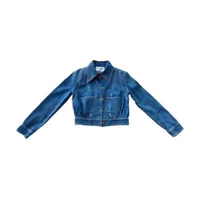 (Women) CHANEL SS22 Letter Logo Printed Single-Breasted Denim Jacket Women Blue. P72307-V63805-NG807