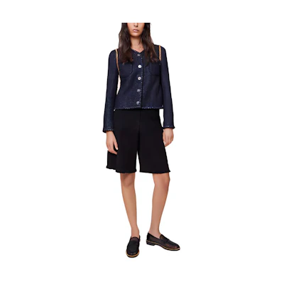 (Women) CHANEL SS22 Navy Blue Tweed Fitted Jacket. P72421-V63428-NG185