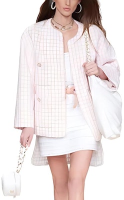 (Women) Chanel SS22 Pink Tweed Long Sleeve Button-Up H-Line Coat for Women. P72571-V64183-NH645 Buy (Women) Chanel SS22 Pink Tweed Long Sleeve Button-Up H-Line Coat for Women. P72571-V64183-NH645