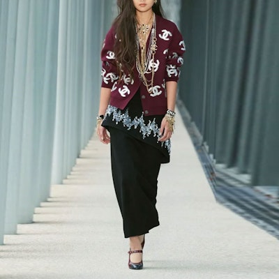 (W) CHANEL SS22 Cárdigan Rojo de Punto con Logo Jacquard y Escote en V. P72997-K10494-NJ056 Details for (W) CHANEL SS22 Cárdigan Rojo de Punto con Logo Jacquard y Escote en V. P72997-K10494-NJ056