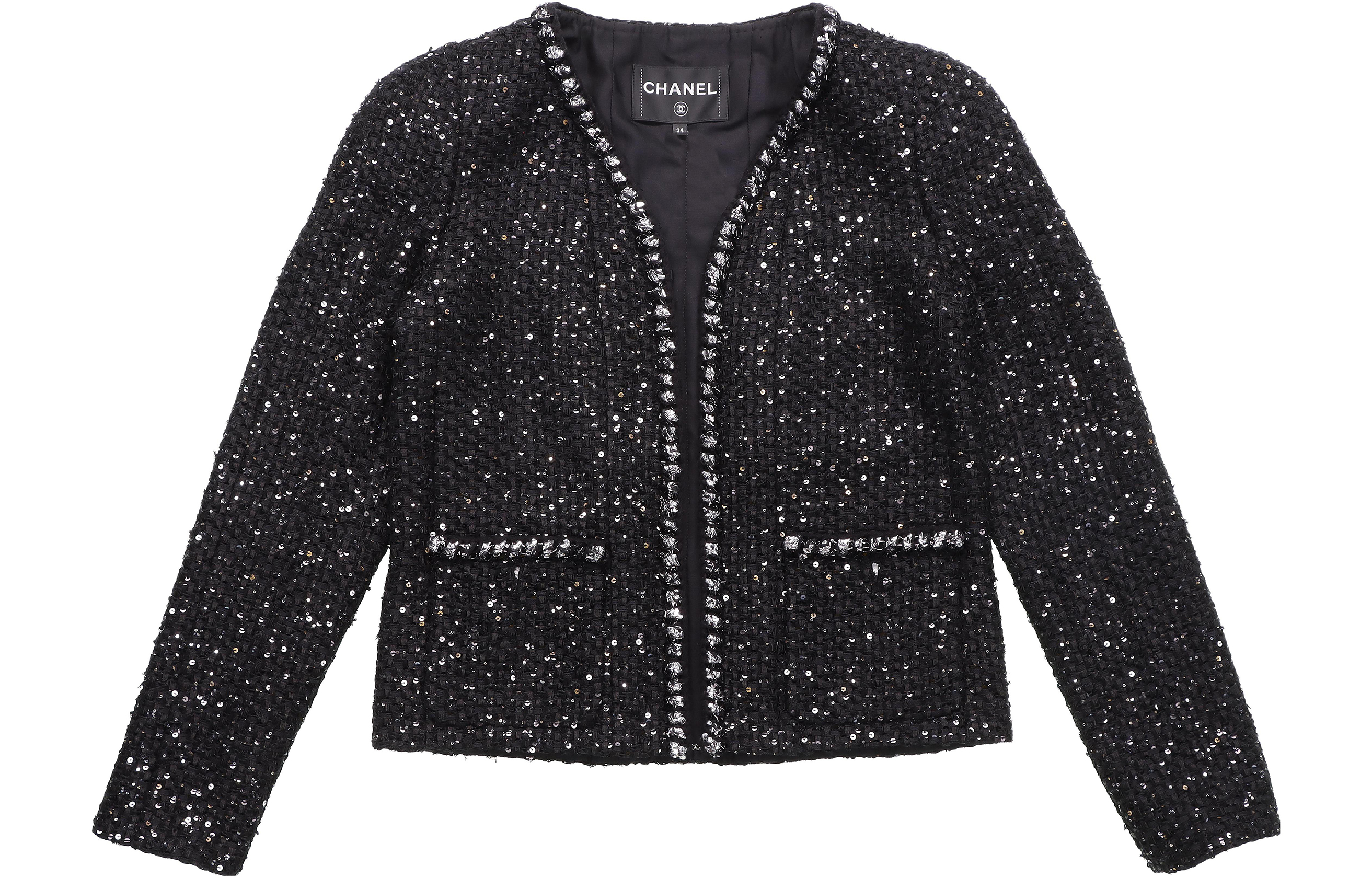 (Women) CHANEL SS22 Sparkling Tweed Long Sleeve Jacket  Early Spring Black P72409-V63795-NG797