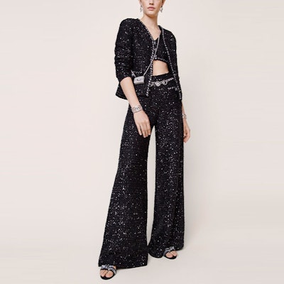 (Women) CHANEL SS22 Sparkling Tweed Long Sleeve Jacket Early Spring Black P72409-V63795-NG797 Shop (Women) CHANEL SS22 Sparkling Tweed Long Sleeve Jacket Early Spring Black P72409-V63795-NG797