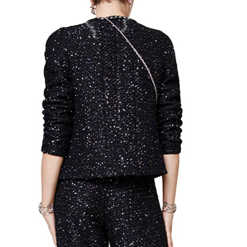 Purchase (W) CHANEL SS22 Jaket Lengan Panjang Tweed Hitam Berkilau Musim Semi Awal P72409-V63795-NG797