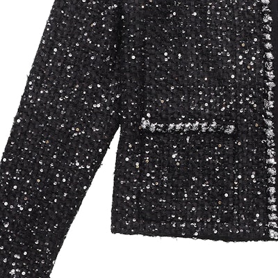 (Women) CHANEL SS22 Sparkling Tweed Long Sleeve Jacket Early Spring Black P72409-V63795-NG797 Cheap (Women) CHANEL SS22 Sparkling Tweed Long Sleeve Jacket Early Spring Black P72409-V63795-NG797