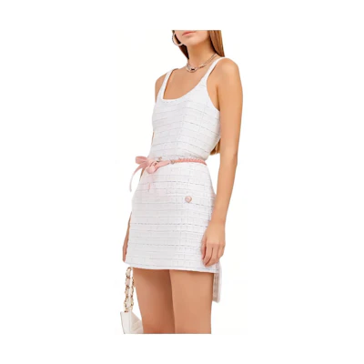 (Women) CHANEL SS22 White Sleeveless Tweed Dress for Women P72531-V64182-NH635