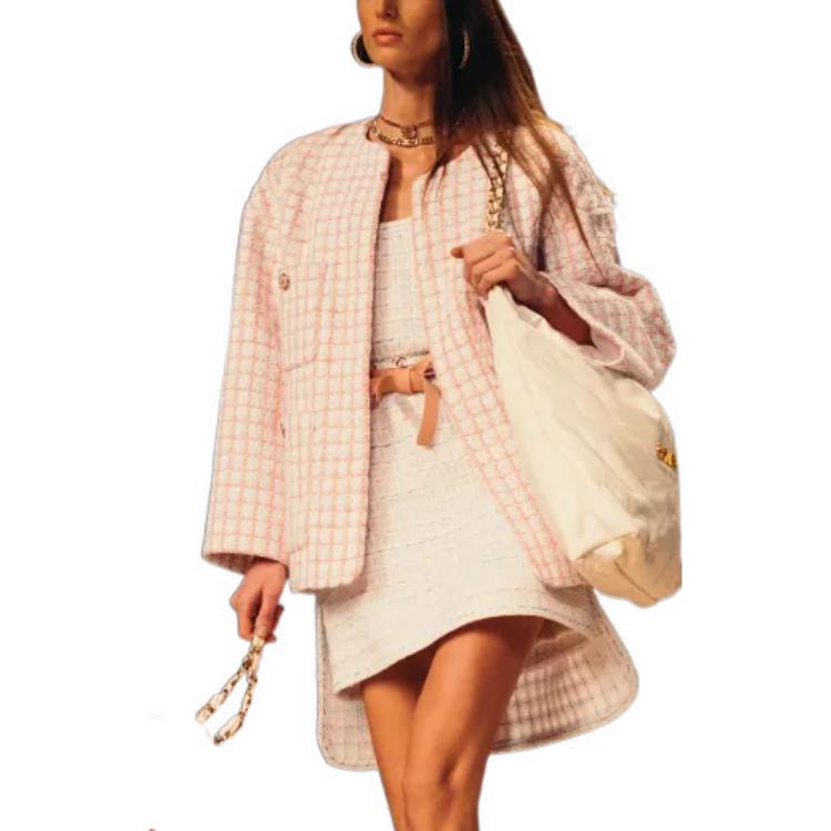 Shop (W) 香奈儿 SS22 白色无袖粗花呢连衣裙 女款 P72531-V64182-NH635