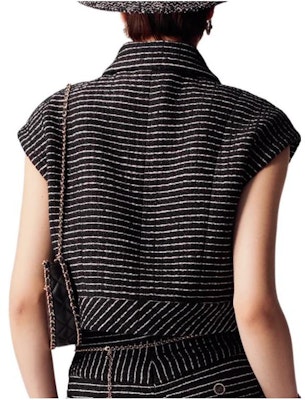 (Women) CHANEL SS23 Black Cotton Tweed Button-Up Vest. P74408-V65951-NM465 Lookbook (Women) CHANEL SS23 Black Cotton Tweed Button-Up Vest. P74408-V65951-NM465