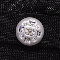 Purchase (Women) CHANEL SS23 Black Knit Top with Bow, Ruffles, and Rhinestone Buttons. P75053-K10740-94305