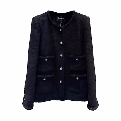 (Women) CHANEL SS23 Black Round Neck Long Sleeve Knit Cardigan. P75863-V19676-NU983