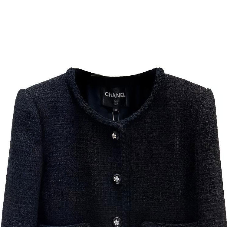 Shop (W) CHANEL SS23 黑色圓領長袖針織開衫. P75863-V19676-NU983