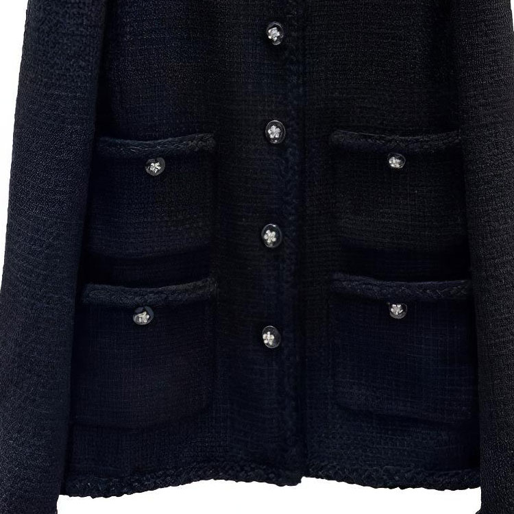 Purchase (W) CHANEL SS23 黑色圓領長袖針織開衫. P75863-V19676-NU983