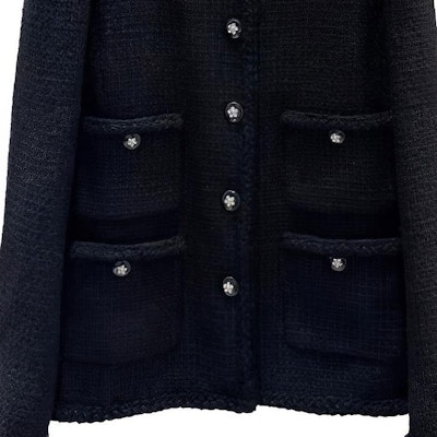 (W) 香奈儿2023春夏黑色圆领长袖针织开衫. P75863-V19676-NU983 Purchase (W) 香奈儿2023春夏黑色圆领长袖针织开衫. P75863-V19676-NU983