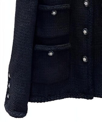 (W) 香奈儿2023春夏黑色圆领长袖针织开衫. P75863-V19676-NU983 Details for (W) 香奈儿2023春夏黑色圆领长袖针织开衫. P75863-V19676-NU983