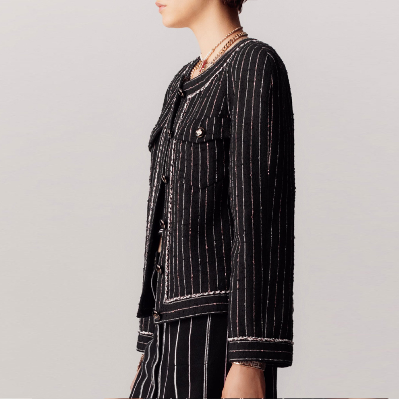 Shop (W) CHAQUETA DE MANGA LARGA A RAYAS NEGRAS CHANEL SS23 P74419-V65934-NM449