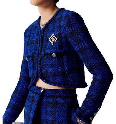 (W) CHANEL SS23 藍色格紋Logo短外套. P74429-V65955-NM470 Shop (W) CHANEL SS23 藍色格紋Logo短外套. P74429-V65955-NM470