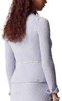 Shop (Women) CHANEL SS23 Light Blue Slim Fit Linen Blend Knit Top. P74623-K10706-NM991