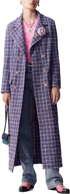 (Women) CHANEL SS23 Navy Blue Tweed Double-Breasted Long Coat P74443-V66111-ME566 Buy (Women) CHANEL SS23 Navy Blue Tweed Double-Breasted Long Coat P74443-V66111-ME566