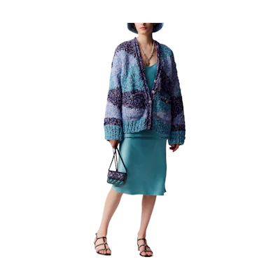 (Women) CHANEL SS23 Striped Colorblock Sequin Knit Cardigan Multicolor. P74708-K10721-NN082