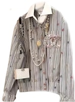 (Women) CHANEL SS23 Striped Print Button-Up Shirt Blue P73926-V65463-NL286 (Women) CHANEL SS23 Striped Print Button-Up Shirt Blue P73926-V65463-NL286