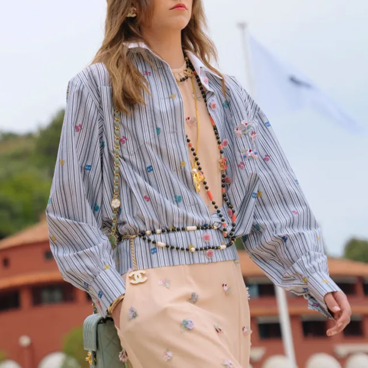 Lookbook (W) 香奈兒 SS23 藍色條紋印花襯衫 P73926-V65463-NL286