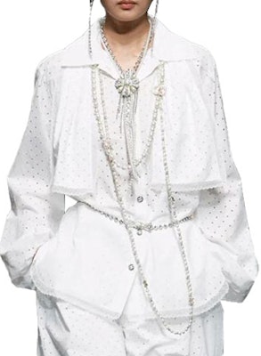 (Women) CHANEL SS23 White Eyelet Long Sleeve Shirt 23C Single-Breasted P74911-V37796-00100 Buy (Women) CHANEL SS23 White Eyelet Long Sleeve Shirt 23C Single-Breasted P74911-V37796-00100