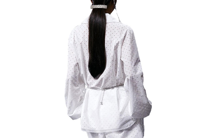 Lookbook (W) CHANEL SS23 Kemeja Putih Lengan Panjang Eyelet 23C Single-Breasted P74911-V37796-00100