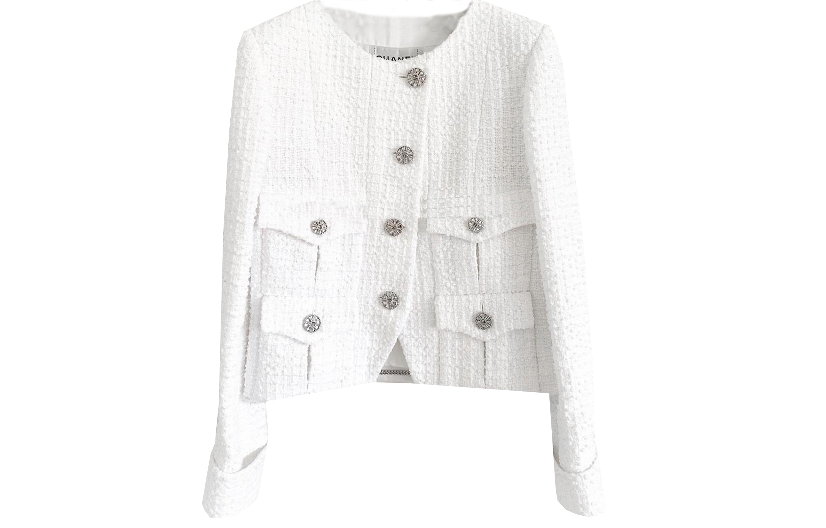 Order (W) シャネル SS23 ホワイト 無地 シングルブレスト 長袖 ジャケット P71901-V63373-NG147