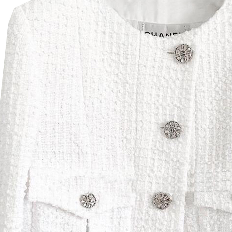 Shop (W) シャネル SS23 ホワイト 無地 シングルブレスト 長袖 ジャケット P71901-V63373-NG147