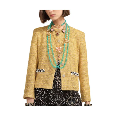 (Women) CHANEL SS23 Yellow Tweed Long Sleeve Jacket P73959-V65555-NL376