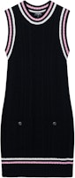 (Women) CHANEL SS23 Black Sleeveless Knit Dress with Logo Buttons and Pocket Design Women P74554-K10682-NN089 (Women) CHANEL SS23 Black Sleeveless Knit Dress with Logo Buttons and Pocket Design Women P74554-K10682-NN089