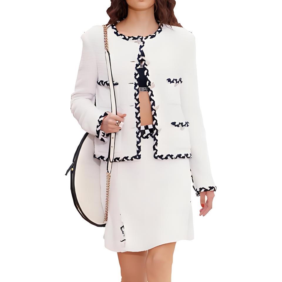 (Women) CHANEL SS23 Black White Tweed Single-Breasted Jacket for Women. P73933-V49084-00100 圖 2