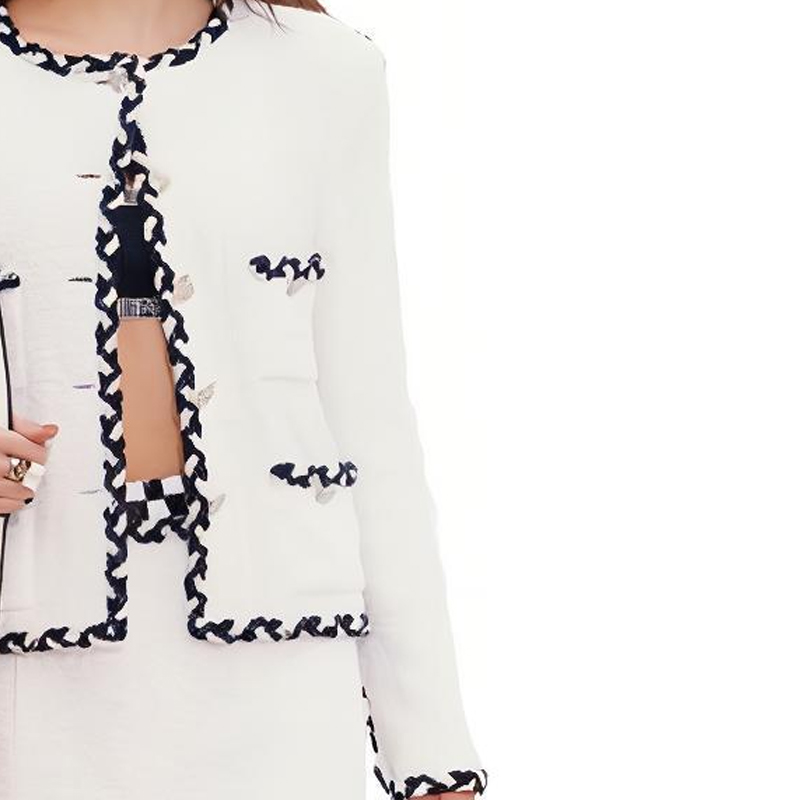 (Women) CHANEL SS23 Black White Tweed Single-Breasted Jacket for Women. P73933-V49084-00100 圖 6