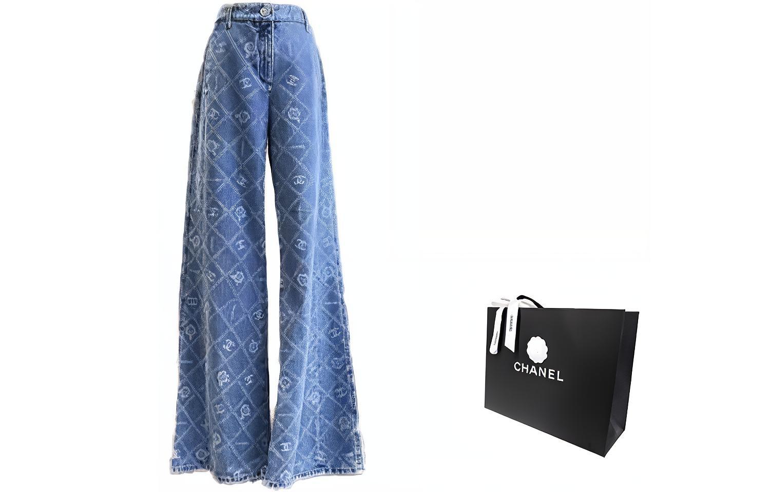 Lookbook (W) シャネル SS23 ダイヤモンド柄プリントデニム ジーンズ レディースカジュアルブルー P75250-V66857-NO706