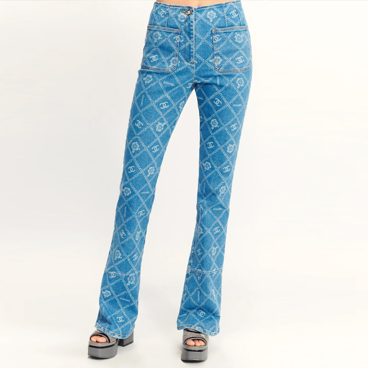 Purchase (W) シャネル SS23 ダイヤモンド柄プリントデニム ジーンズ レディースカジュアルブルー P75250-V66857-NO706