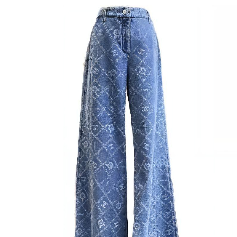 Sizing (W) シャネル SS23 ダイヤモンド柄プリントデニム ジーンズ レディースカジュアルブルー P75250-V66857-NO706