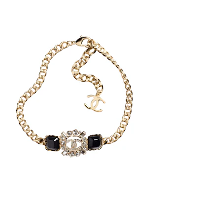 (Women) Chanel SS23 Gold Metal Resin Rhinestone Necklace for Women - Elegant & Stylish ABA252-B10375-NM943