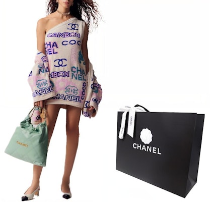 (Women) CHANEL SS23 Graffiti Letter Logo Jacquard Knit Sweater Women Multicolor P74736-K10718-NN056 Lookbook (Women) CHANEL SS23 Graffiti Letter Logo Jacquard Knit Sweater Women Multicolor P74736-K10718-NN056