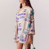 Details for (Women) CHANEL SS23 Graffiti Letter Logo Jacquard Knit Sweater Women Multicolor P74736-K10718-NN056