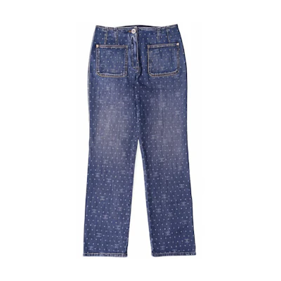 (Women) CHANEL SS23 Polka Dot Logo Denim Jeans Women - Blue P74503-V66064-NM678