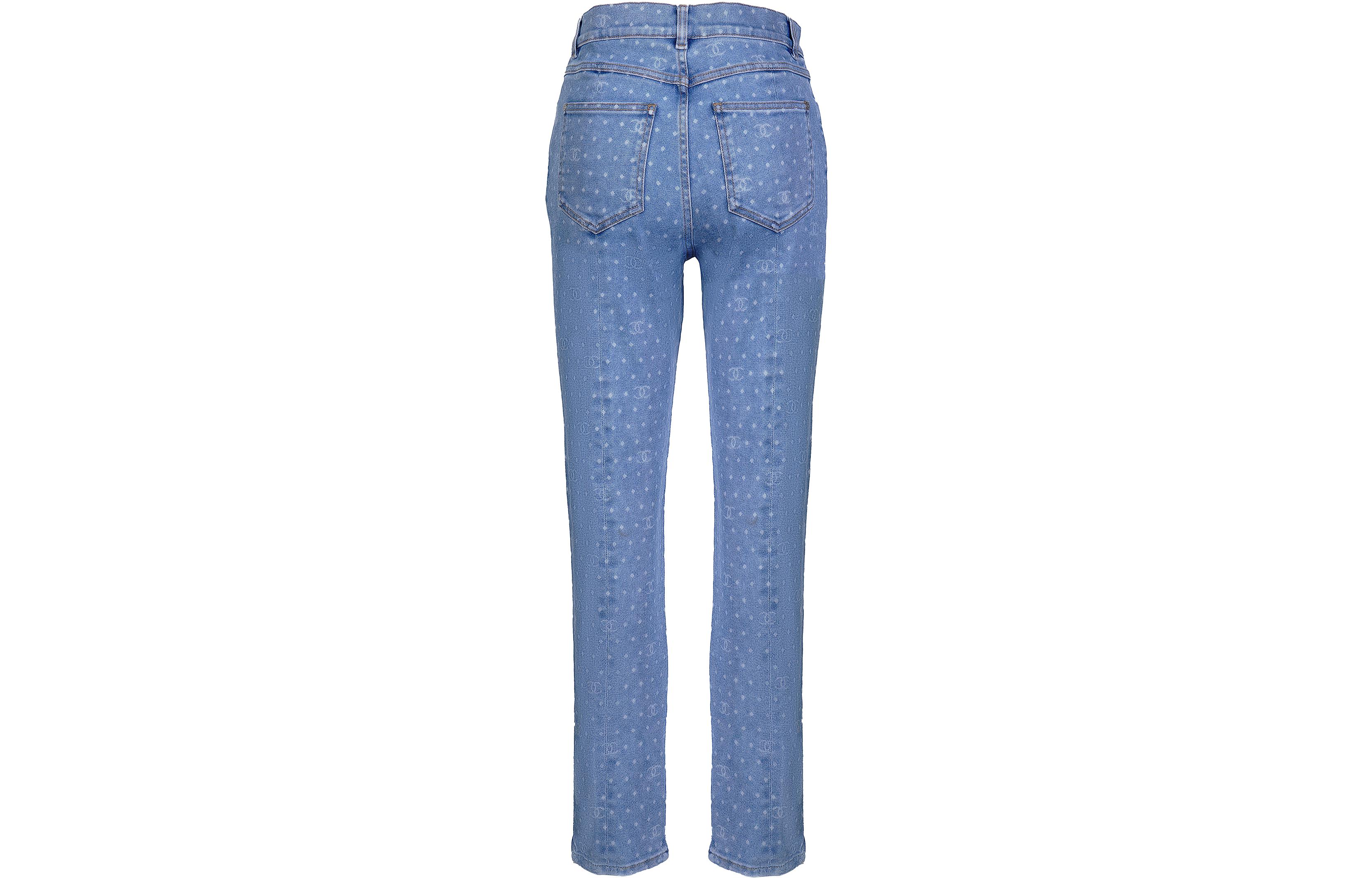 Purchase (W) 香奈儿 SS23 波点印花直筒牛仔裤 女士浅蓝色牛仔裤 P74502-V66049-NM672